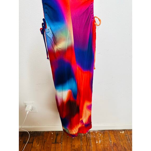 REBECCA VALLANCE Red White Side Waist Cutouts  Del Prado Midi Dress size 8 - Picture 6 of 16